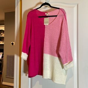 🩷🩷NWT ee:some sweater large pink color block put to pit 28🩷🩷